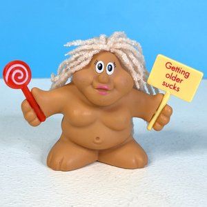 Vintage‎ Russ Vinyl Chubby Lady Troll Figure GETTING OLDER SUCKS 3" Figurine